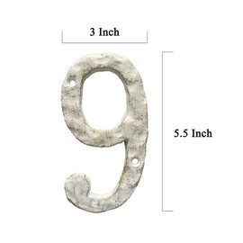 BetLight 5.5 Inch House Numbers- Cast Iron Home Address Number- Solid & Heavy Duty/Easy Install with Matching Screws, Gold & White Finished-Number 9