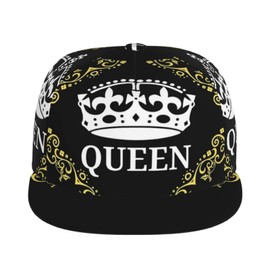 Fashion King and Queen Flat Bill Baseball Cap Snapback Hats for Men Women Adjustable Couples Baseball Hat