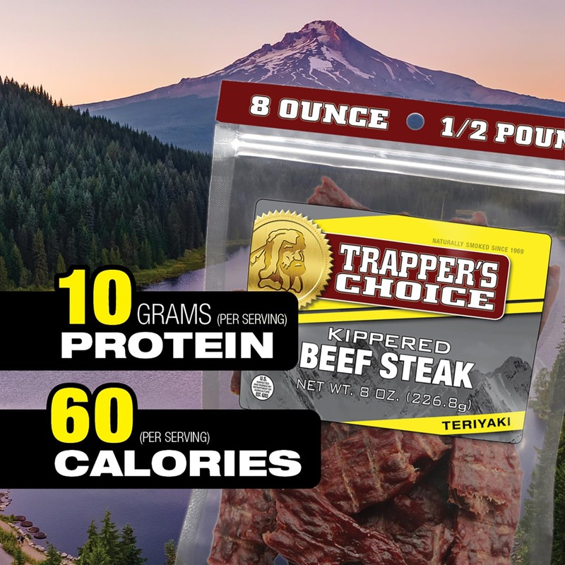 Old Trapper, Trapper's Choice Teriyaki Kippered Beef Steak, Eight-Ounce Individual