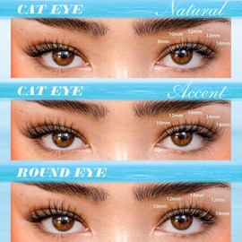 Pawotence Wispy Lash Clusters Kit Natural Lash Extension Kit Cluster Eyelash Extension 8-16mm Individual Lashes C Curl Eyelash Clusters with Lash Bond and Seal and Lash Tweezers for Self Use