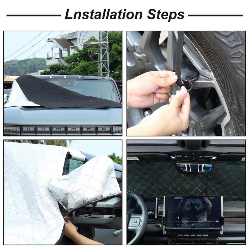 for Hummer EV Accessories Windshield Sun Shade,Windshield Snow Cover 4-Layer