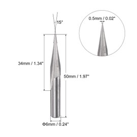 sourcing map Wood Engraving CNC Router Bit Full Carbide Carving for PVC MDF 6 mm 0.5 mm 15° 50 mm