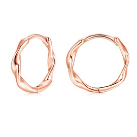 Loutade Rose Gold Silver Twisted Hoop Earrings for Women Girls, Hypoallergenic 925 Sterling Silver Huggie Earrings, Minimalist Infinity Cartilage Sleeper Ear Hoops Trendy Jewelry Gifts for Christmas