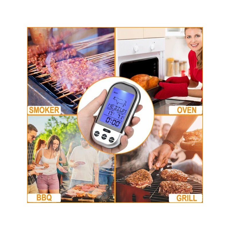 Hell's Kitchen Kitchen BBQ Meat Thermometer Wireless Digital Grilling BBQ