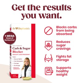 Pharmaganics Carb & Sugar Blocker - Mega Dose of Berberine & Gymnena Supplement - Take with Meals to Reduces Digested Carbs & Weight