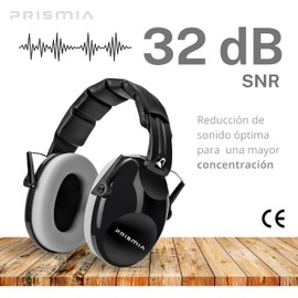 Prismia Noise Cancelling Headphones + Bag, Sound Isolation for Learning Noise Isolating Earphones, Noise Isolating Earmuffs, Hearing Protection, Mackos, Work, Noise Cancelling, black