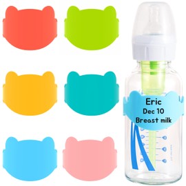 Aelop Silicone Baby Bottle Labels for Daycare, Reusable Bottle Band for Baby Food and Breastmilk, Pack of 6