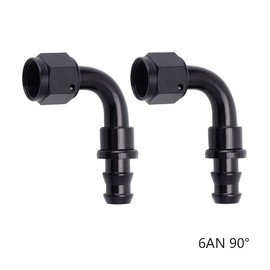 2 Pcs 6AN 90 Degree Push Lock Swivel Hose End Fitting for Rubber Fuel Line