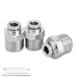 Bwintech 3 Pcs 8mm Tubing OD x 1/4 BSP Male Thread Straight Stainless Steel Push to Connect Pneumatic Push Lock Fitting