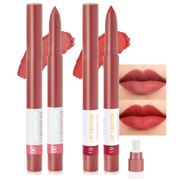 BINGBRUSH Matte Lip Crayon Set – Longwear, Waterproof, Velvet Finish,