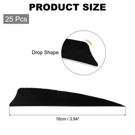 sourcing map Arrow Vanes Arrow Fletching 4" Shield Shape Turkey Feathers for Hunting DIY Shooting(Black, Pack of 25)