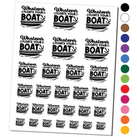 Whatever Floats Your Boat Lake Life Pun Temporary Tattoo Water Resistant Fake Body Art Set Collection - Black (One Sheet)