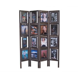 Proman Products Oscar II Picture Folding Screen Wood in Torched Brown