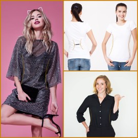 SATINIOR Juego de 5 clips de ajuste, bufanda, de cuello de cárdigan retro, de camisa, de vestir, para mujer, 13 x 2.5 cm, Aleación y cinta elástica, Negro, blanco, gris, azul zafiro, rojo oscuro