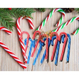 Candy Canes - Slush Puppie Vegan Candy Canes - Blue Raspberry and Cherry Flavour - Sweet Christmas Tree Decoration and Gifts (1 pack of 10)