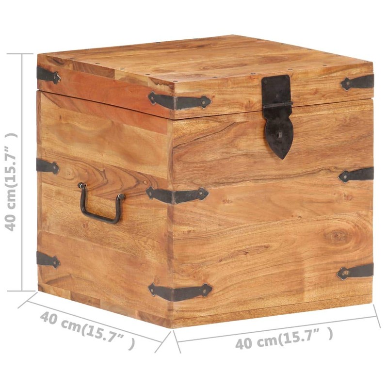 vidaXL Solid Acacia Wood Chest - Functional Lockable Storage Box