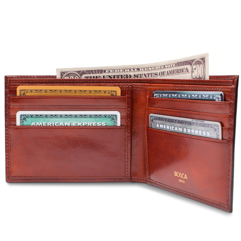 Bosca Men's Wallet, Old Leather 8-Pocket RFID Wallet for Men,