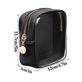 2 PCS Clear Makeup Bag Waterproof Cosmetic Case Mini Make Up Bags for Purse Makeup Bag for Handbag Travel Toiletry Bag Small Cosmetic Bags with Slip-in Pockets for Women and Girls