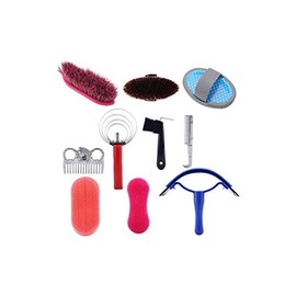 xuuyuu Equine Horse Grooming Kit, Juego de 10 Piezas de Equine Care Series Juego de Limpieza para Caballos Juego de empuñaduras de Cepillo