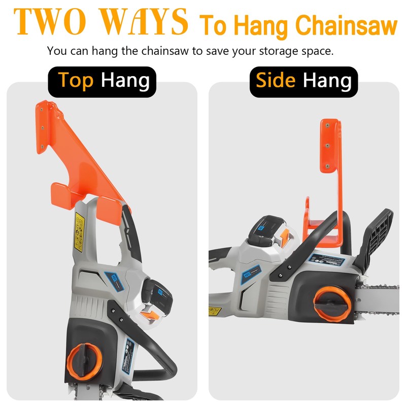 Funnytek Chainsaw Hanger, Heavy Duty Chainsaw Holder Wall Mount Hanging