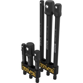 LEXIVON 6-Piece Impact Grade Socket Adapter Set - 3" & 6" Extension Bit With Hol