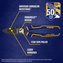 IRWIN POWERSLOT Pliers, High Leverage Lineman's 9.5" and 7in1 Multi-function Wire Stripper (IWHT84007)