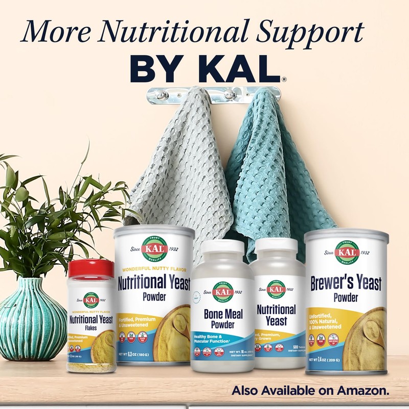 KAL Nutritional Yeast Powder, Fortified with B6, B12, Folic Acid