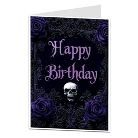LimaLima Goth Birthday Card Spooky Skull Gothic Design For Women & Men