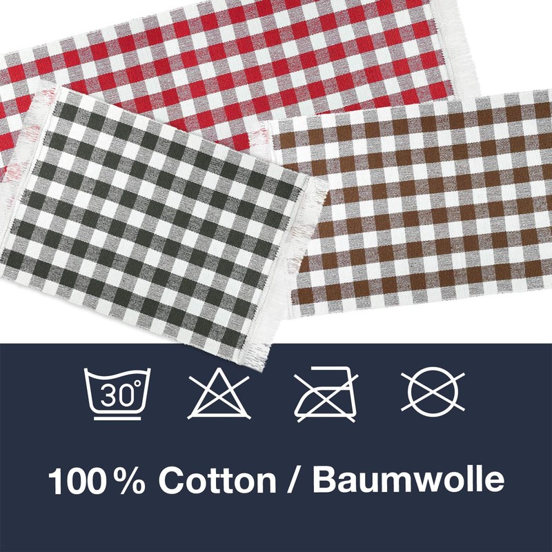 Kitchen Runner Beige Checked 50 x 100 cm 100% Cotton