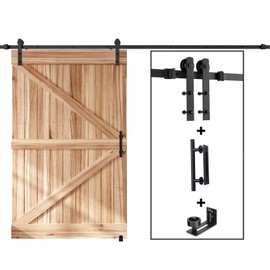 EaseLife 12 FT Sliding Barn Door Track and Handle Hardware Kit, Straight Pulley,Slide Smoothly Quietly,Easy Install (12FT Track Kit for 66"~72" Wide Single Door)