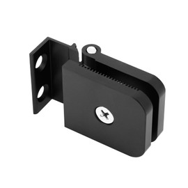 Mini Hinge Mount for Glass Shower Doors, Aluminum Matte Black Finish Glass Shower Door Hinges Fits 1/4 Inch Framed-Glass Shower Doors for Residential Use
