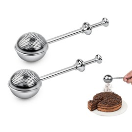 ds. distinctive style Flour Sifter 304 Stainless Steel Flour Duster Tea Strainer Set of 2 Spring-Operated Handle Strainer for Baking, Sifting Sugar, Flour, Spices, and Herbs