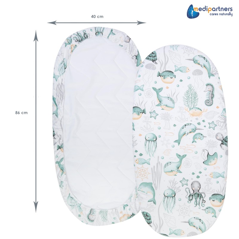 Medi Partners Fitted Sheet for Pram, 86 x 40 cm,
