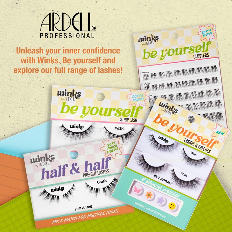 Ardell Winks Be Yourself Lashes, Wish, Black Strip Lash, Multilayered