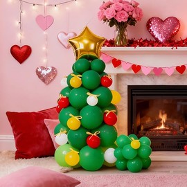 Christmas Tree, Balloons, Decoration, Christmas Balloons, Standing Balloons, Luxurious, Party, Room, Store Decoration, Photo Background, Festival Cultural Festival