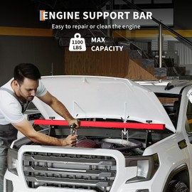 DEXSO Engine Support Bar 1100 Lbs Capacity Engine Transverse Bar Engine Hoist 2 Point Lift Holder Hoist Dual Hooks, Engine Hoist for Home Garages & Auto Repair Shop