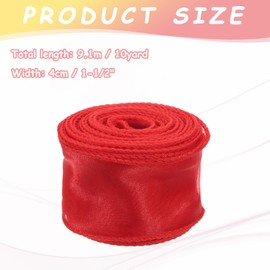PATIKIL Wired Chiffon Ribbon 1-1/2 Inch x 10 Yard, Sheer Wired Organza Ribbon Fishtail Yarn Gift Ribbons for Crafts Gift Wrapping Floral Bouquet, Red
