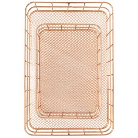 Set of 2 Nested Classic Rose Gold Mesh Wire Basket Trays for Storage and Organizing (Medium: 9.6” X 6.4”; Small: 6.7" ×4.7")
