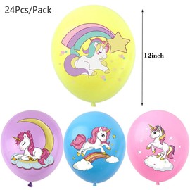 24Pcs/Pack Unicorn Latex Balloons Unicorn Birthday Party Decorations Purple Pink Blue Confetti Balloons Supplies for Unicorn Theme Birthday Wedding Party Balloons Decoration