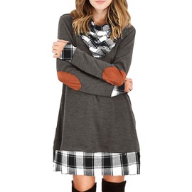 Alaster Queen Women's Long Sleeve Fall Dresses 2025 Black White Plaid Cowl Neck Winter Tunic Dress Cute Sweater Short Dress for Women