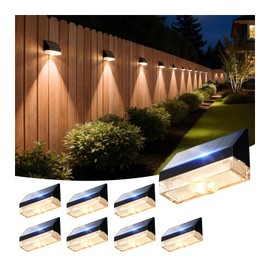 VOLISUN Fence Lights Solar Powered 8 Pack, Dusk to Dawn Solar Fence Lights Outdoor Waterproof with Warm White LED Spot Lens, Solar Light for Fence, Yard, Wall, Backyard, Railing, Deck, and Patio