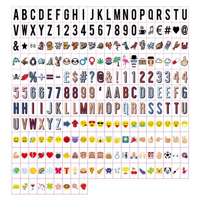 Relaxdays Lightbox Supplement Set 240 Crazy Characters with Letter and