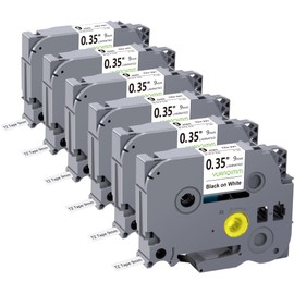 Yuanqimm TZe-221 TZe221 9 mm Compatible with Brother P-touch Tapes 9 mm TZ-221 TZ221 Black on White Label Tape for Brother PT-D400 PT-H100LB PT-H105 PT-D200 PT-1000 PT-H110 PT-H101 PT-H101 PT-H100 7B