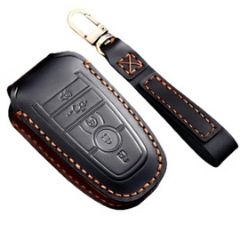 Ford Key Fob Cover Case Shell with Keychain - Smart Key Case for Explorer, Fusion, Escape, Edge, Expedition, F150, F250, F350, F450, F550, Maverick, Mustang - 3/4/5 Buttons (Black)