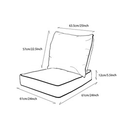 Localive 24x24 inch Outdoor/Indoor Deep Seat Patio Cushions Set of 2 Deep Seat Bottom Resilient Foam Filling with Ties&Zipper Water Repellent Stain-Resistant UV Resistant Toffee Trellis