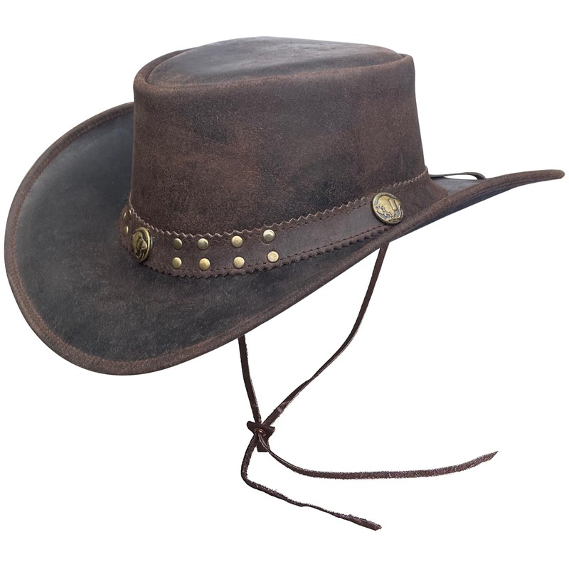 BRANDSLOCK Leather Cowboy Hat for Men Women Shapeable Wide Brim