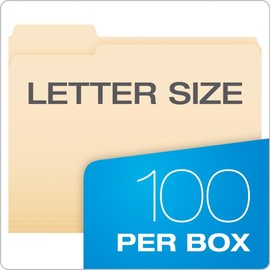 Pendaflex File Folders, Letter Size, 8-1/2" x 11", Classic Manila, 1/3-Cut Tabs in Left, Right, Center Positions, 100 Per Box (65213) | Pendaflex