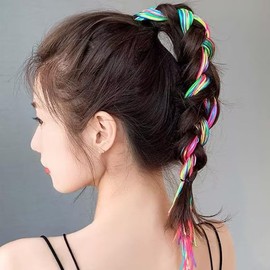 32Pcs Colorful Hair Wrap Strings for Braids Assorted Gradient Color Hair Rope Band Hair Ribbons Rainbow Braiding Hair Tie Hair Accessories for Women Girls,Elastics,Hair Accessories