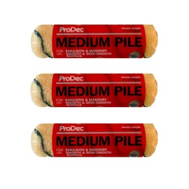 Prodec 9" x 1.75" Inch Medium Pile Roller Sleeves Refill Heads Covers for Walls, Ceilings, Smooth & semi-Smooth Surfaces Trade and DIY Emulsion & Gloss Paint - (3 Pack)