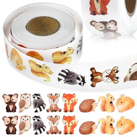 500 PCS Cute Animal Stickers Sticky Rolls, Round Reward Stickers, Small Space Stickers Office Supplies Incentives Roll Sticker Animal Party Favor Stickers(Forest Animal)